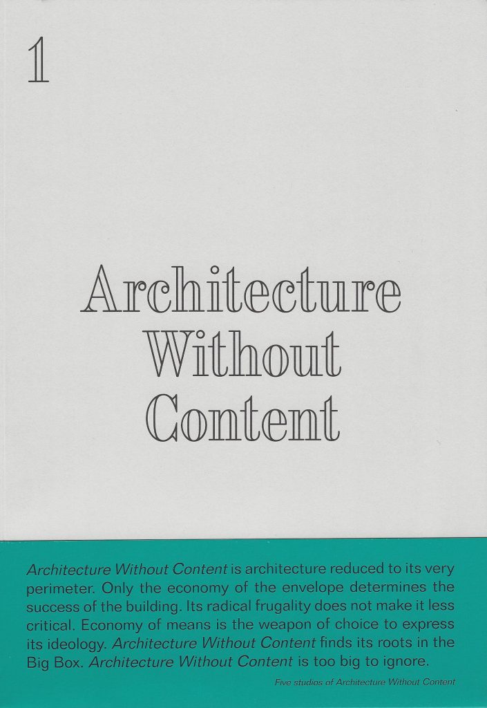 Architecture Without Content - Out of Print